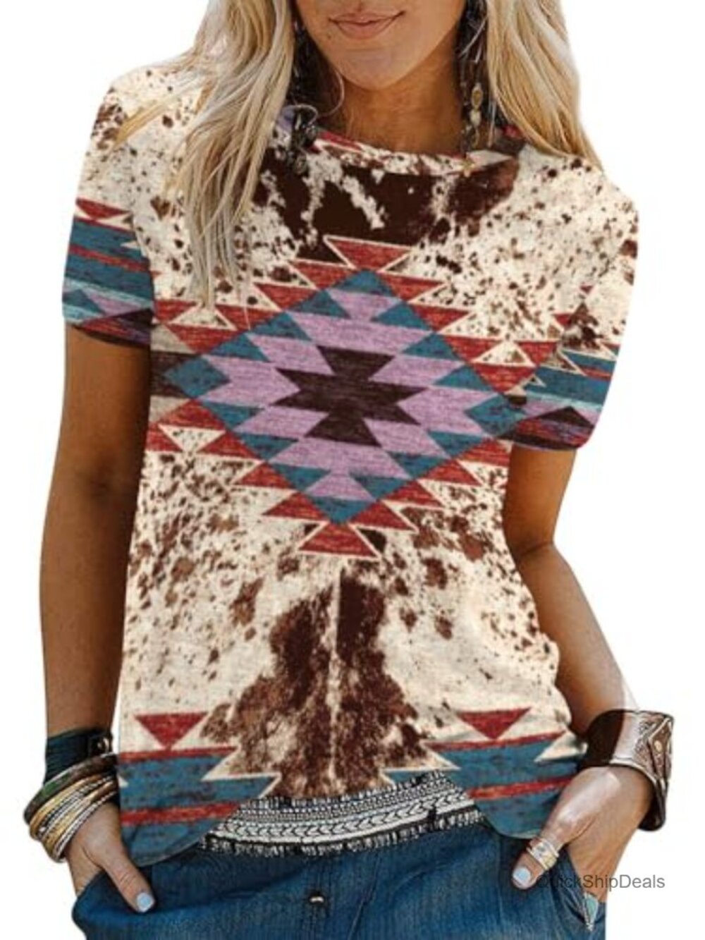 Women's Cactus Desert Graphic Tee Short Sleeve Crew Neck Casual Top